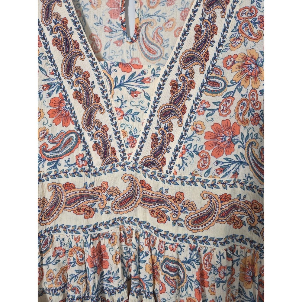 Bila Cream Multicolor Boho Floral Midi Dress - Picture 5 of 11